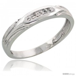 Sterling Silver Ladies' Diamond Wedding Band Rhodium finish, 1/8 in wide -Style Ag014lb