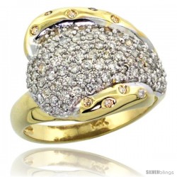 14k Gold Dome Diamond Ring w/ 0.36 Carat Brilliant Cut ( H-I Color SI1 Clarity ) Diamonds, 5/8 in. (16mm) wide