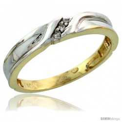 10k Yellow Gold Ladies Diamond Wedding Band Ring 0.02 cttw Brilliant Cut, 1/8 in wide -Style Ljy008lb