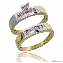 10k Yellow Gold Diamond Engagement Rings Set 2-Piece 0.10 cttw Brilliant Cut, 3/16 in wide -Style Ljy009e2