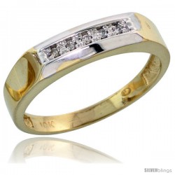 10k Yellow Gold Ladies Diamond Wedding Band Ring 0.03 cttw Brilliant Cut, 3/16 in wide -Style Ljy009lb