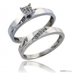 Sterling Silver Ladies' 2-Piece Diamond Engagement Wedding Ring Set Rhodium finish, 1/8 in wide -Style Ag015e2