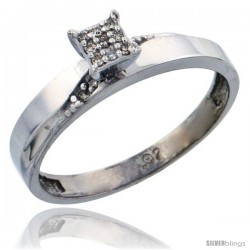 Sterling Silver Diamond Engagement Ring Rhodium finish, 1/8inch wide -Style Ag015er