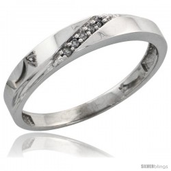 Sterling Silver Ladies' Diamond Wedding Band Rhodium finish, 1/8 in wide -Style Ag015lb