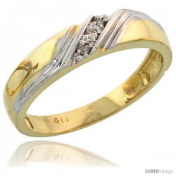 10k Yellow Gold Ladies Diamond Wedding Band Ring 0.02 cttw Brilliant Cut, 3/16 in wide -Style Ljy010lb