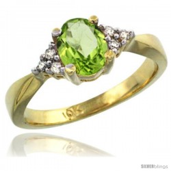 10k Yellow Gold Ladies Natural Peridot Ring oval 7x5 Stone -Style Cy911168