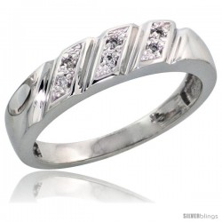 Sterling Silver Ladies' Diamond Wedding Band Rhodium finish, 3/16 in wide -Style Ag016lb