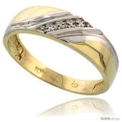 10k Yellow Gold Mens Diamond Wedding Band Ring 0.03 cttw Brilliant Cut, 1/4 in wide -Style Ljy010mb