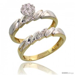 10k Yellow Gold Diamond Engagement Rings Set 2-Piece 0.07 cttw Brilliant Cut, 5/32 in wide -Style Ljy011e2