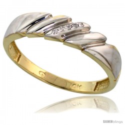 10k Yellow Gold Mens Diamond Wedding Band Ring 0.03 cttw Brilliant Cut, 3/16 in wide -Style Ljy011mb