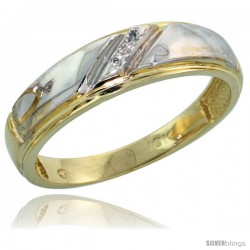 10k Yellow Gold Ladies Diamond Wedding Band Ring 0.02 cttw Brilliant Cut, 7/32 in wide