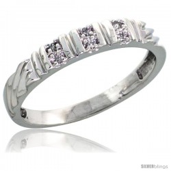 Sterling Silver Ladies' Diamond Wedding Band Rhodium finish, 1/8 in wide -Style Ag017lb