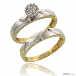 10k Yellow Gold Diamond Engagement Rings Set 2-Piece 0.07 cttw Brilliant Cut, 5/32 in wide -Style Ljy012e2