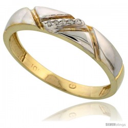 10k Yellow Gold Mens Diamond Wedding Band Ring 0.03 cttw Brilliant Cut, 3/16 in wide -Style Ljy012mb