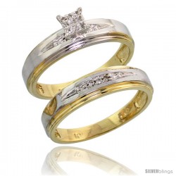 10k Yellow Gold Diamond Engagement Rings Set 2-Piece 0.08 cttw Brilliant Cut, 3/16 in wide -Style Ljy013e2