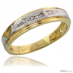 10k Yellow Gold Ladies Diamond Wedding Band Ring 0.02 cttw Brilliant Cut, 3/16 in wide -Style Ljy013lb