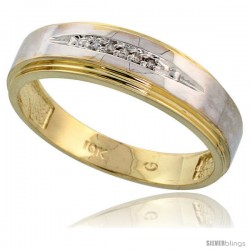 10k Yellow Gold Mens Diamond Wedding Band Ring 0.03 cttw Brilliant Cut, 1/4 in wide -Style Ljy013mb