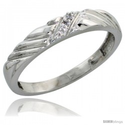 Sterling Silver Ladies Diamond Wedding Band Rhodium finish, 1/8 in wide -Style Ag018lb