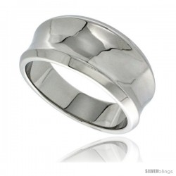 Surgical Steel Concaved Cigar Band Ring Beveled Edges 7/16 in long