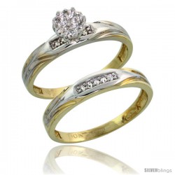 10k Yellow Gold Diamond Engagement Rings Set 2-Piece 0.09 cttw Brilliant Cut, 1/8 in wide -Style Ljy014e2