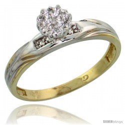 10k Yellow Gold Diamond Engagement Ring 0.06 cttw Brilliant Cut, 1/8in. 3.5mm wide -Style Ljy014er