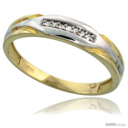 10k Yellow Gold Mens Diamond Wedding Band Ring 0.04 cttw Brilliant Cut, 3/16 in wide -Style Ljy014mb