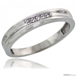 Sterling Silver Ladies' Diamond Wedding Band Rhodium finish, 1/8 in wide -Style Ag019lb