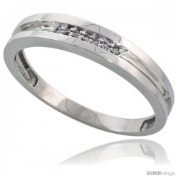 Sterling Silver Men's Diamond Wedding Band Rhodium finish, 5/32 in wide -Style Ag019mb