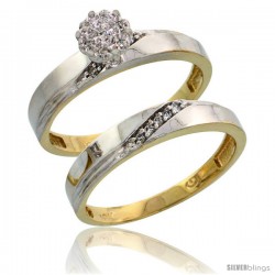 10k Yellow Gold Diamond Engagement Rings Set 2-Piece 0.09 cttw Brilliant Cut, 1/8 in wide -Style Ljy015e2