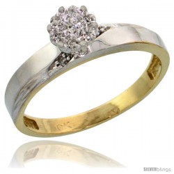 10k Yellow Gold Diamond Engagement Ring 0.06 cttw Brilliant Cut, 1/8in. 3.5mm wide -Style Ljy015er