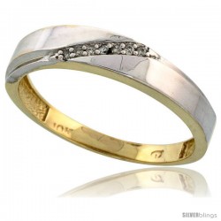 10k Yellow Gold Mens Diamond Wedding Band Ring 0.04 cttw Brilliant Cut, 3/16 in wide -Style Ljy015mb