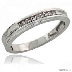 Sterling Silver Ladies' Diamond Wedding Band Rhodium finish, 1/8 in wide -Style Ag020lb