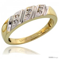 10k Yellow Gold Ladies Diamond Wedding Band Ring 0.03 cttw Brilliant Cut, 3/16 in wide -Style Ljy016lb