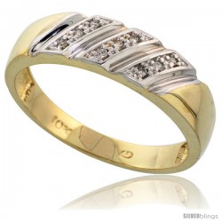 10k Yellow Gold Mens Diamond Wedding Band Ring 0.05 cttw Brilliant Cut, 1/4 in wide -Style Ljy016mb