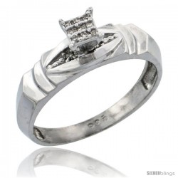 Sterling Silver Diamond Engagement Ring Rhodium finish, 3/16 in wide -Style Ag021er