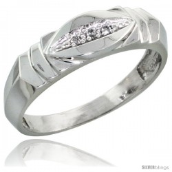 Sterling Silver Ladies' Diamond Wedding Band Rhodium finish, 3/16 in wide -Style Ag021lb