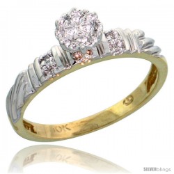 10k Yellow Gold Diamond Engagement Ring 0.06 cttw Brilliant Cut, 1/8in. 3.5mm wide -Style Ljy017er