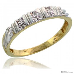 10k Yellow Gold Ladies Diamond Wedding Band Ring 0.03 cttw Brilliant Cut, 1/8 in wide -Style Ljy017lb