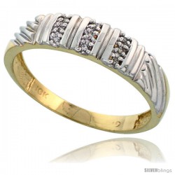 10k Yellow Gold Mens Diamond Wedding Band Ring 0.05 cttw Brilliant Cut, 3/16 in wide -Style Ljy017mb