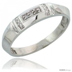 Sterling Silver Ladies' Diamond Wedding Band Rhodium finish, 5/32 in wide -Style Ag022lb