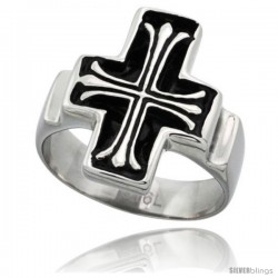 Surgical Steel Biker Ring Cross patonce 1 in long