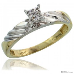 10k Yellow Gold Diamond Engagement Ring 0.06 cttw Brilliant Cut, 1/8in. 3.5mm wide -Style Ljy018er