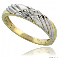 10k Yellow Gold Mens Diamond Wedding Band Ring 0.03 cttw Brilliant Cut, 3/16 in wide -Style Ljy018mb