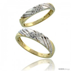 10k Yellow Gold Diamond Wedding Rings 2-Piece set for him 5 mm & Her 3.5 mm 0.05 cttw Brilliant Cut -Style Ljy018w2