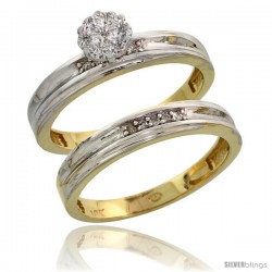 10k Yellow Gold Diamond Engagement Rings Set 2-Piece 0.09 cttw Brilliant Cut, 1/8 in wide -Style Ljy019e2