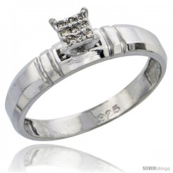 Sterling Silver Diamond Engagement Ring Rhodium finish, 5/32 in wide -Style Ag023er