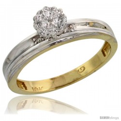 10k Yellow Gold Diamond Engagement Ring 0.06 cttw Brilliant Cut, 1/8in. 3.5mm wide -Style Ljy019er