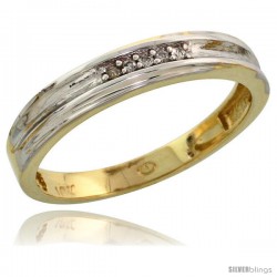 10k Yellow Gold Ladies Diamond Wedding Band Ring 0.03 cttw Brilliant Cut, 1/8 in wide -Style Ljy019lb