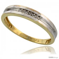 10k Yellow Gold Mens Diamond Wedding Band Ring 0.04 cttw Brilliant Cut, 5/32 in wide -Style Ljy019mb