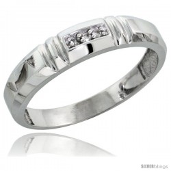 Sterling Silver Ladies' Diamond Wedding Band Rhodium finish, 5/32 in wide -Style Ag023lb